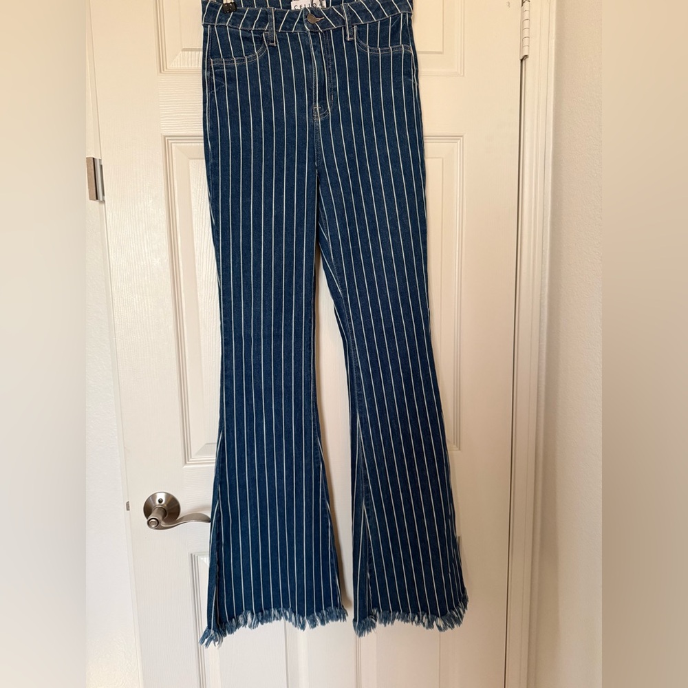 Cello Blue and White Striped Jeans